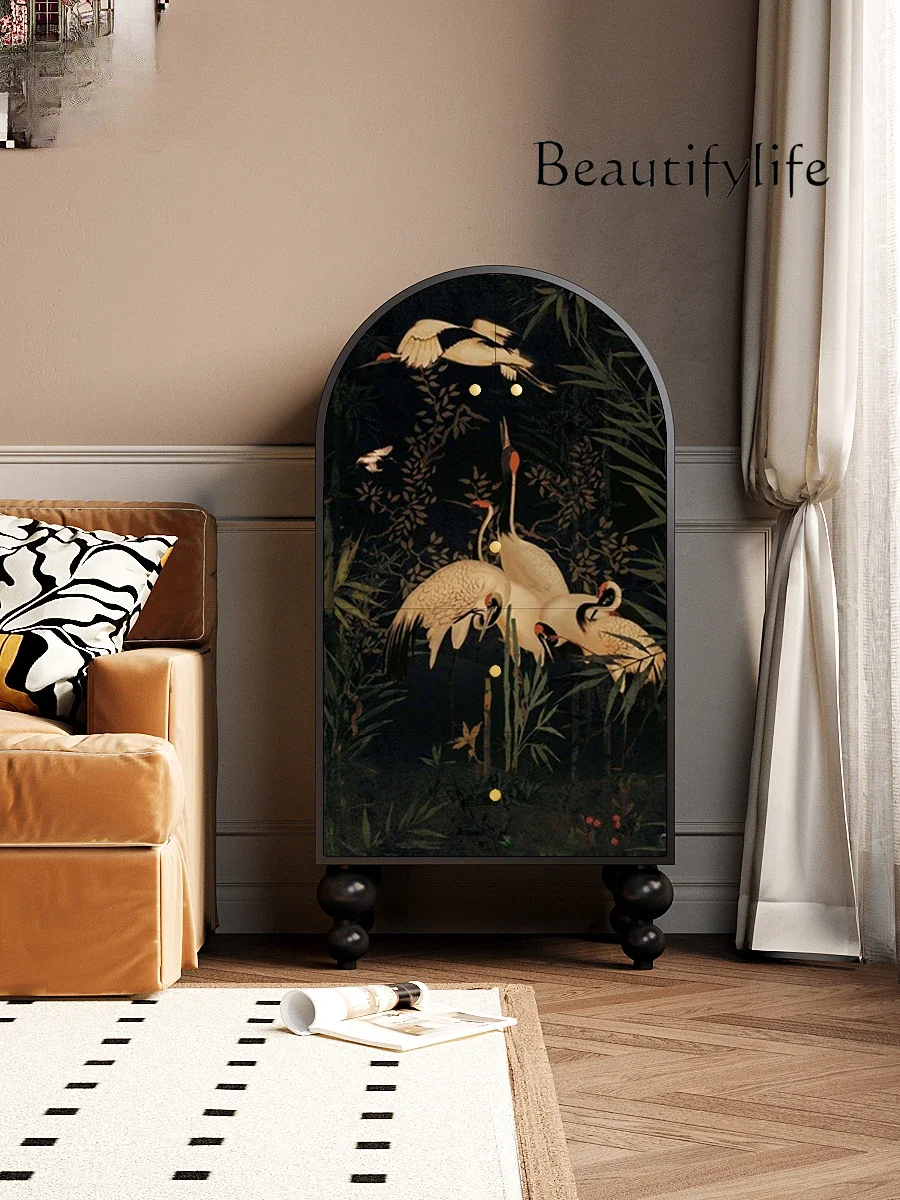 

French Chinese style solid wood dining side cabinet living room storage decorative chest of drawers