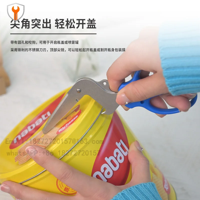 L-Shaped Multifunctional Stainless Steel Scissors, for Office & Home Use, Sharp Bent Shears, Cans & Bottle Caps Cutter