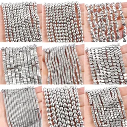 Wholesale AAA Rhodium Hematite Beads Charms Heart Star Tube Faceted Round Irregular Geometric Shape Beads For Jewelry Making