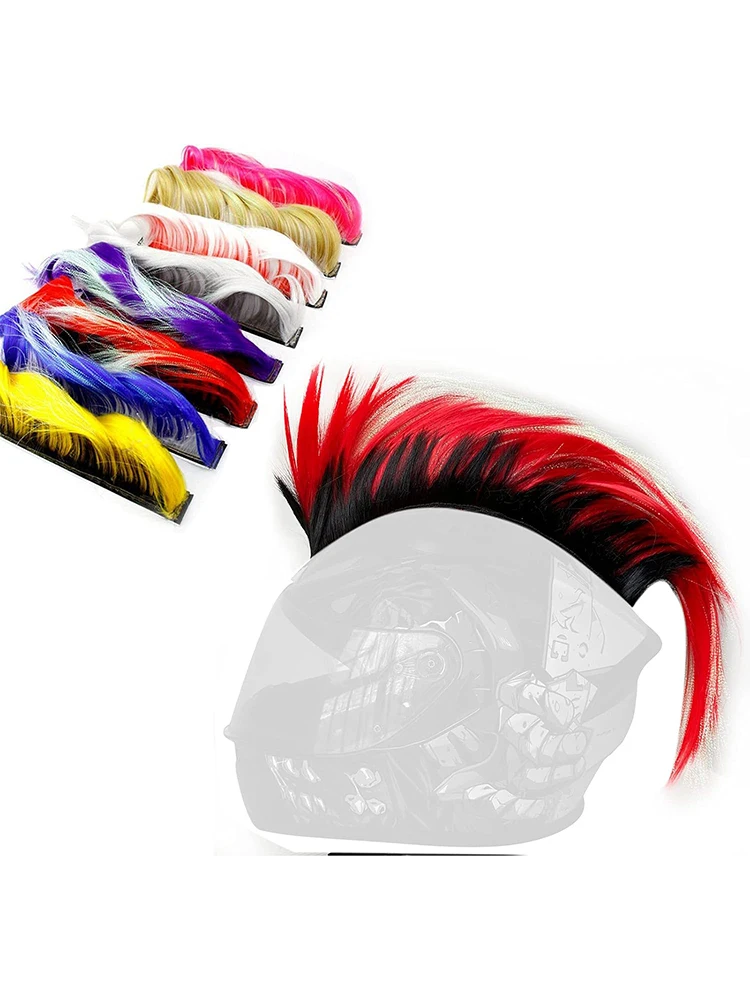 AliExpress NONE Synthetic Hawks Mohawk Outdoor Hair Sticker Wigs Universal Reusable Motorcycle Accessories Solid Racing Bicycle Stick On Cycling