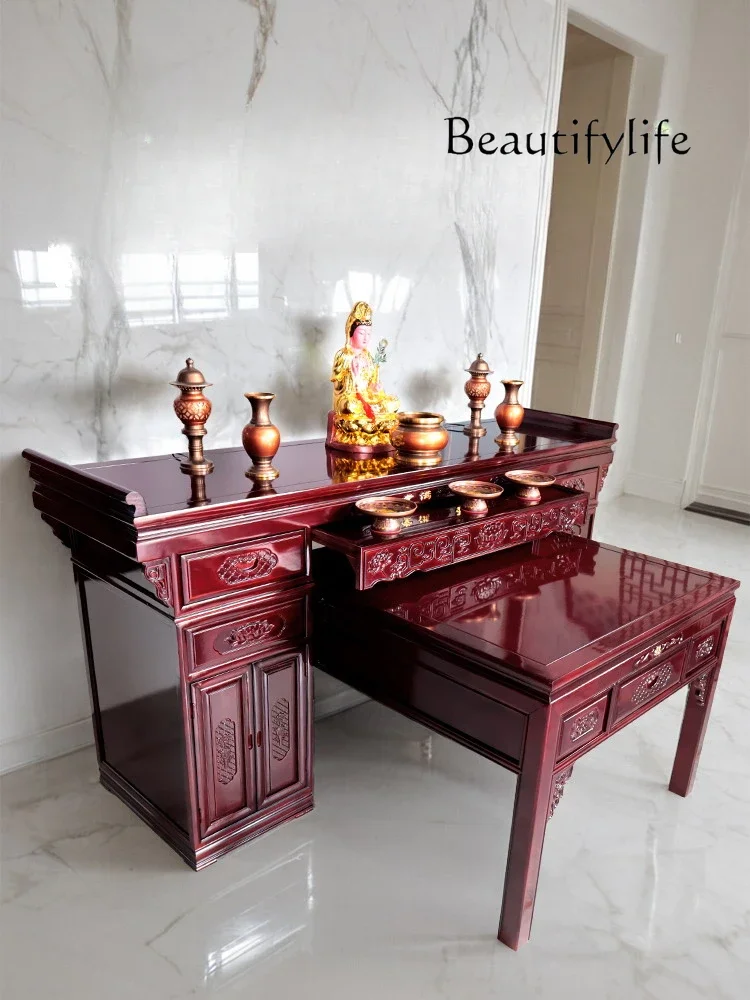 Solid Wood Altar Buddha Shrine Incense Burner Table Altar Buddha Cabinet Living Room Chinese Style a Long Narrow Table