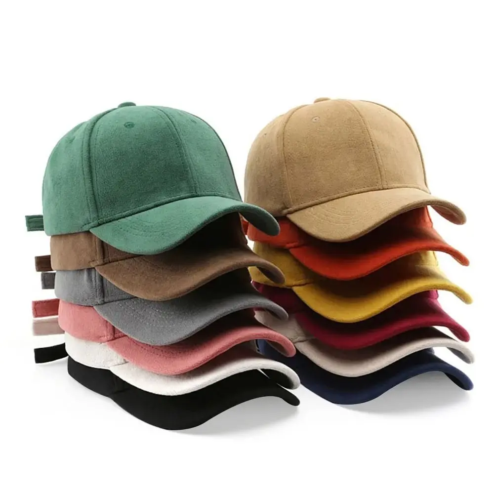 Casual Suede Baseball Cap Adjustable Warm Sun Hat Breathable Outdoor Visor Cap for Men Women