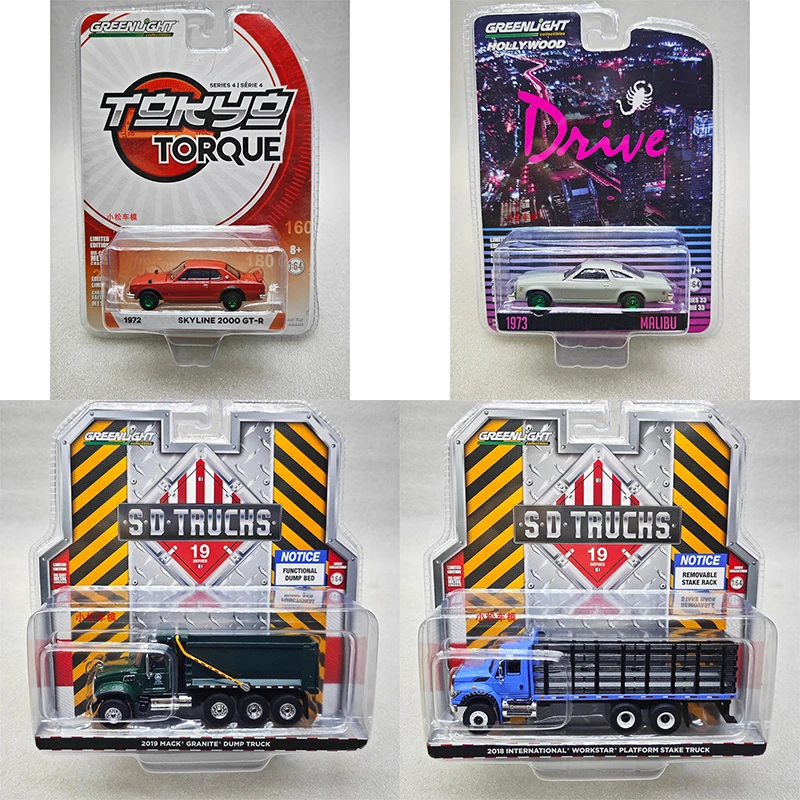 

Greenlight 1:64 GT-R Racing Muscle Tools Group Gooseneck Trailer Green Machine Alloy Die Casting Model Collect Ornaments