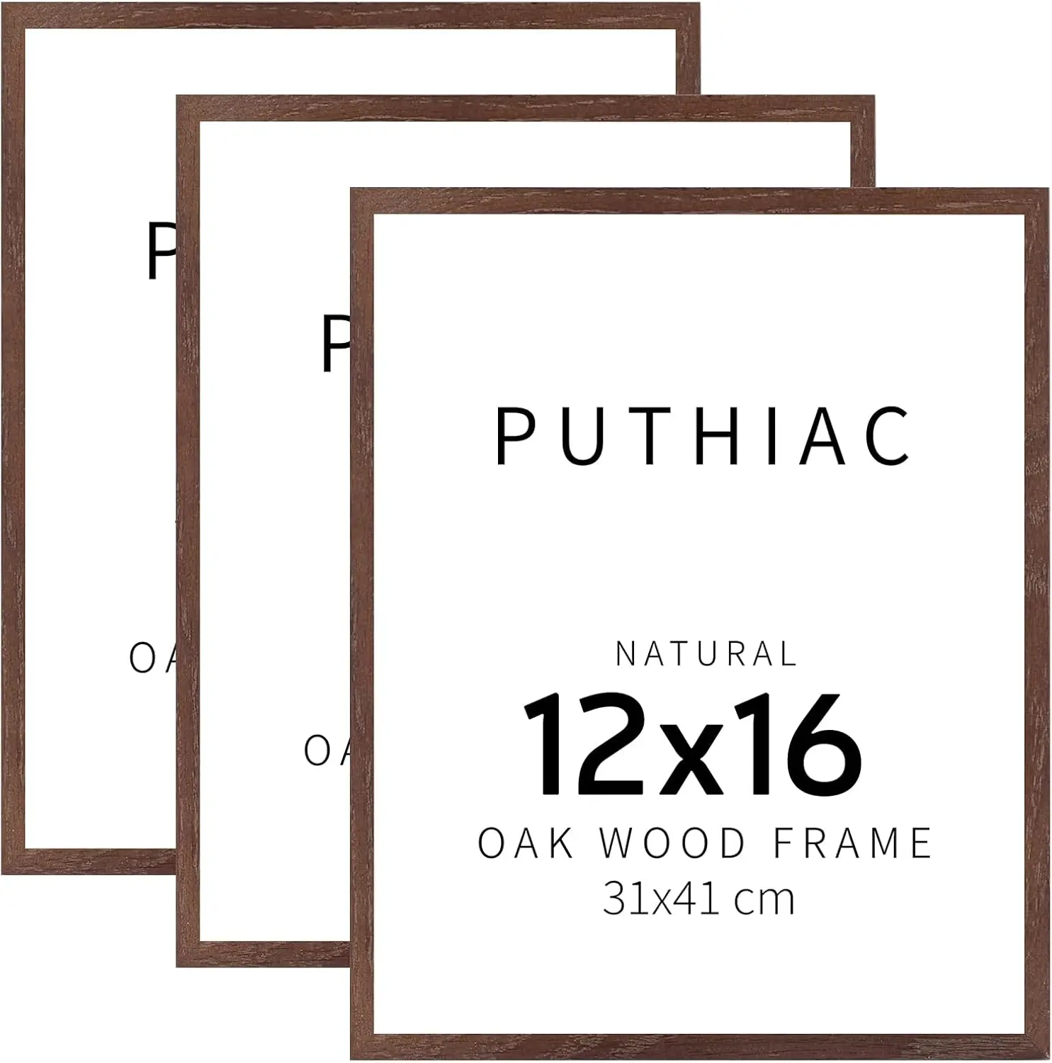 

12X16 Walnut Oak Wood Picture Frame - Minimalist 12X16 Poster Frame, 12""X16"" Picture Frame Wood, Natural Solid Wooden Picture