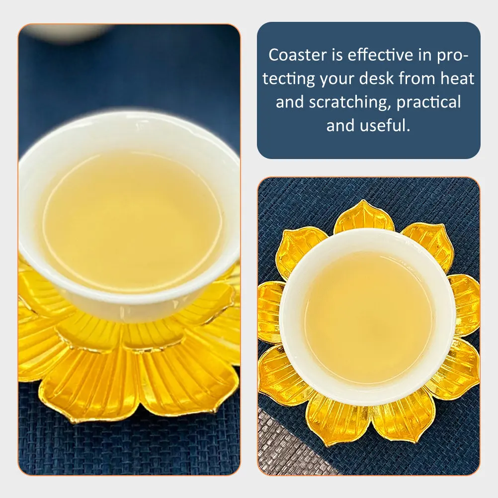 Lotus Metal Coaster Decorative Tea Cup Holder Non-Slip Heat Resistant Coaster for Home Office Kitchen Table Protection Reliable