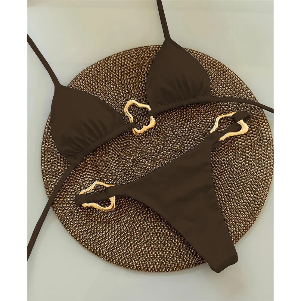 Sexy Halter Micro Bikini 2025 Women Swimsuit Solid Swimwear Thong Bikinis Set Brazilian Beach Wear Bathing Suit Biquini Female