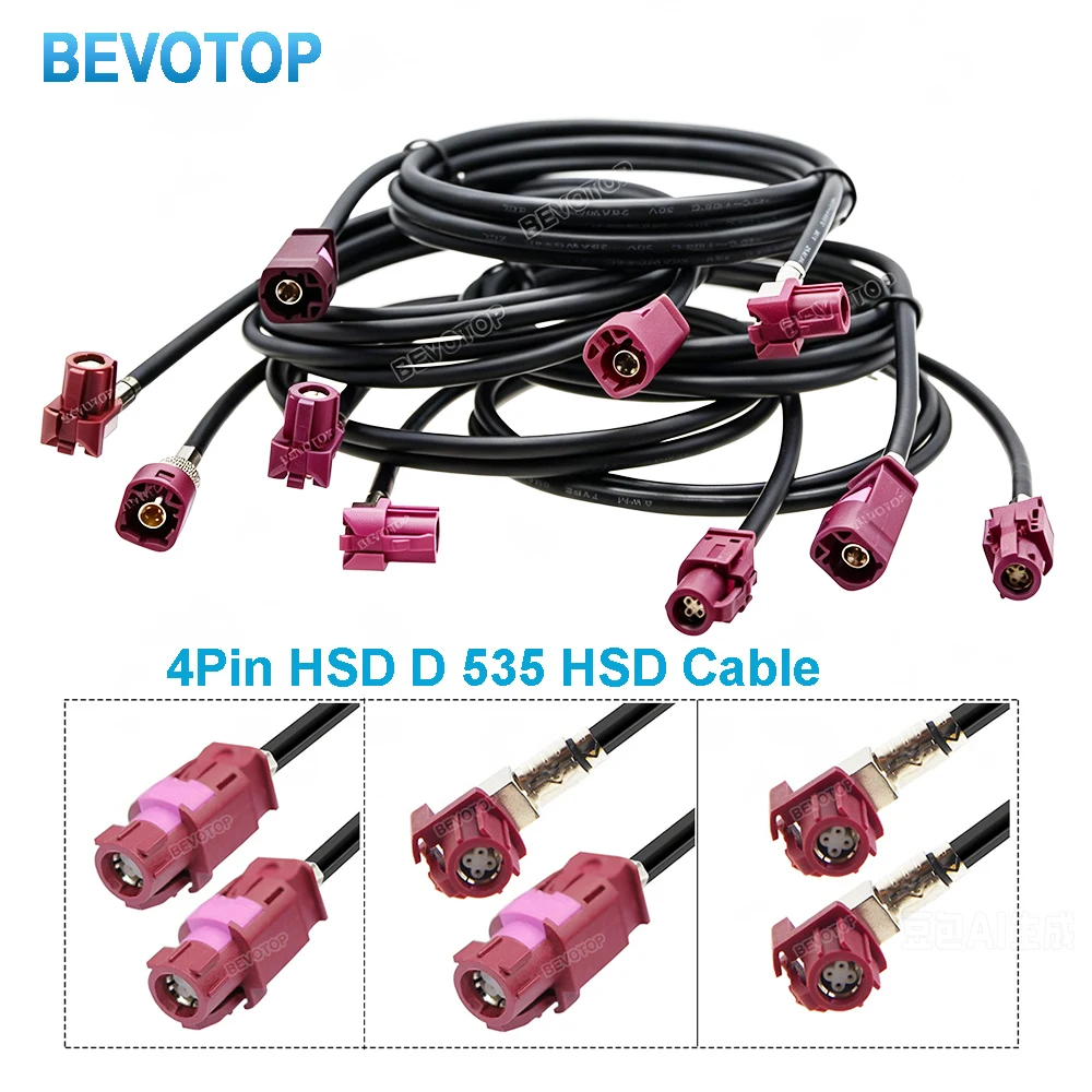 1PCS Bordeaux 4Pin HSD Code D Male/Female to D Male/Female Connector HSD Cable High Speed 4-Core LVDS Wire Harness High-Quality