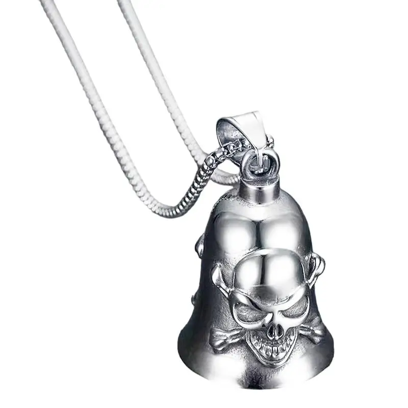 Gremlin Bells For Motorcycles Versatile Skull Gremlin Bell With Necklace Biker Bell Hip-Hop Style For Motorcycles Cars Gates