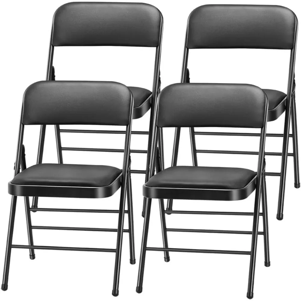 

Pack of 4 (Fabric/Vinyl) Steel Frame Metal Foam Padded Folding Chairs (Black, Gray, White)