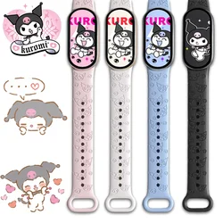 Sanrio Kuromi Silicone Strap for Mi Band Mi3 Mi4 Mi5 Mi6 Mi7 Mi8 Xiaomi Embossed Cartoon Anime Kawaii Replacement Sports Strap