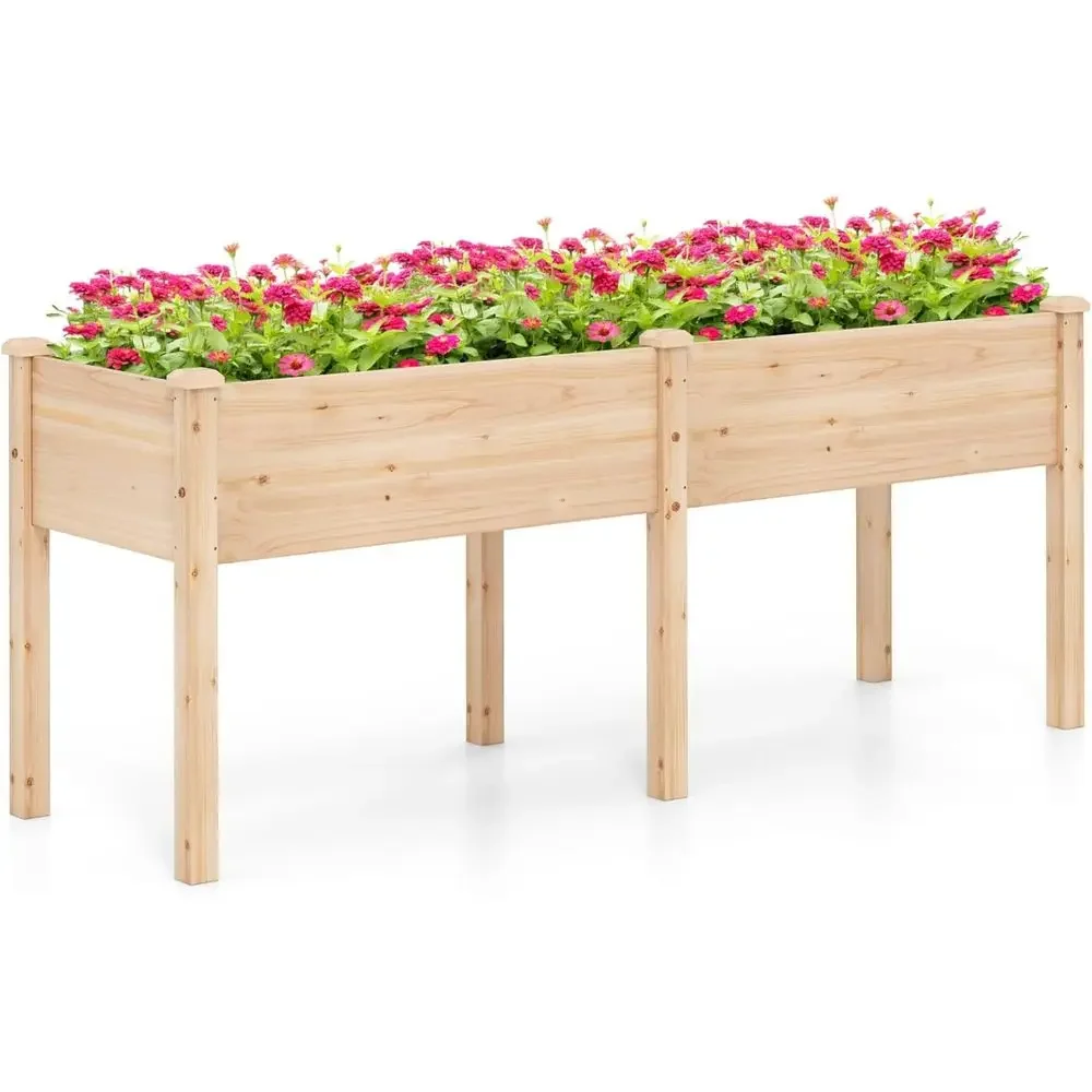 Elevated Wooden Planter Box for Raised Garden Beds, Ideal for Vegetables, Succulents, and Herbs, 73L x 23W x 30H