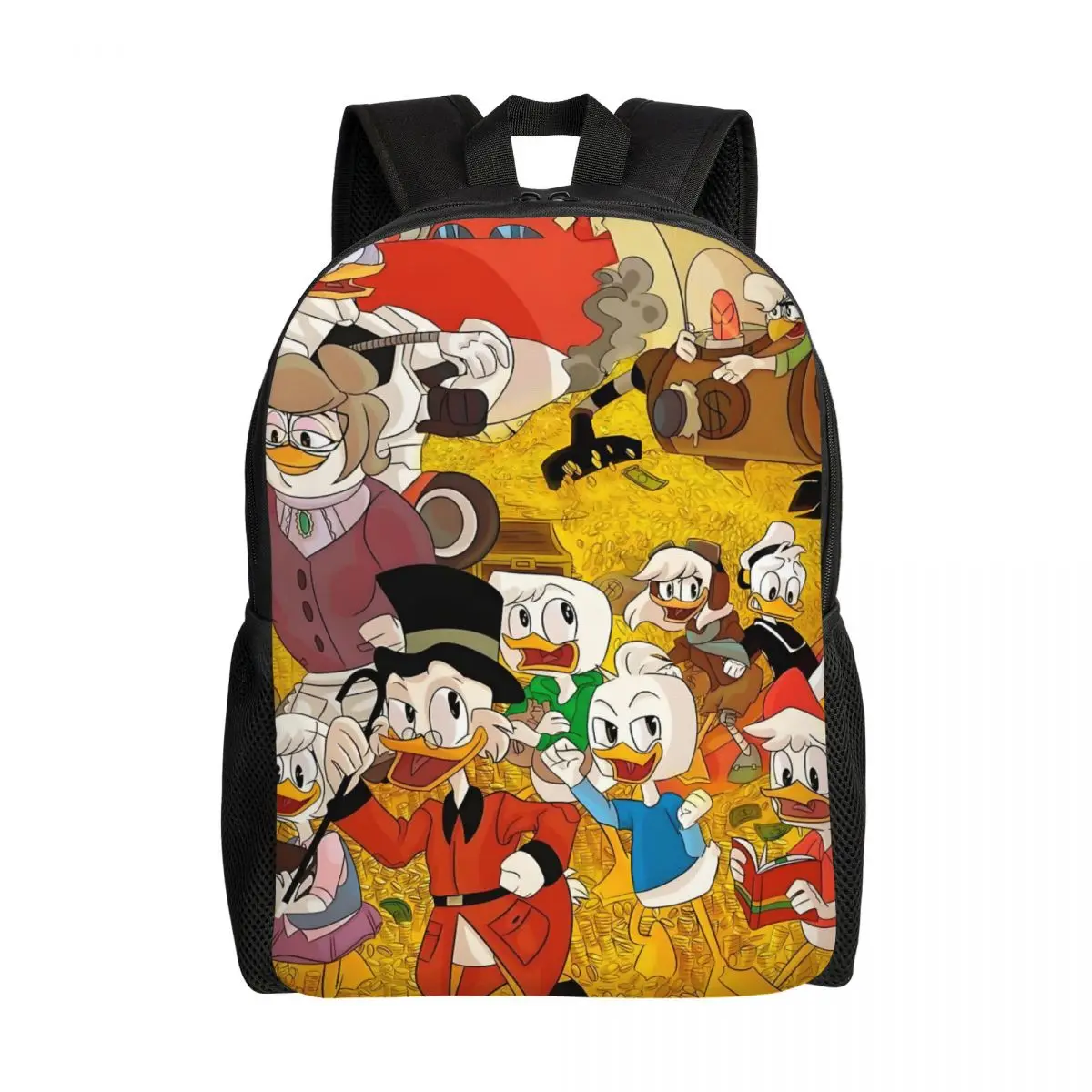 

Custom Ducktales Art Backpack for Men Women School College Students Bookbag Fits 15 Inch Laptop Golden Comics Bags