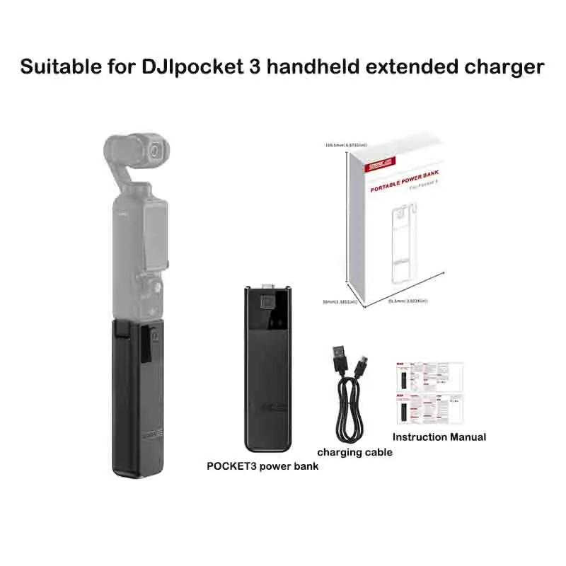 

Compatible with DJI POCKET 3 Extended Battery Grip 3C Certified Accessory for Action Camera