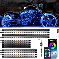 8/12pcs RGB Motorcycle LED Underglow Ambient Strip Light App Remote Multi-Color Atmosphere Neon Moto Bottom Underbody Lights 12V