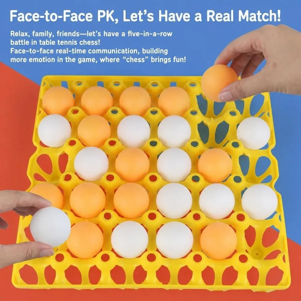 Two-Player Tabletop Party Game Random Color Chessboard Dual Color Balls Table Tennis Gobang Multifunctional Egg Holder