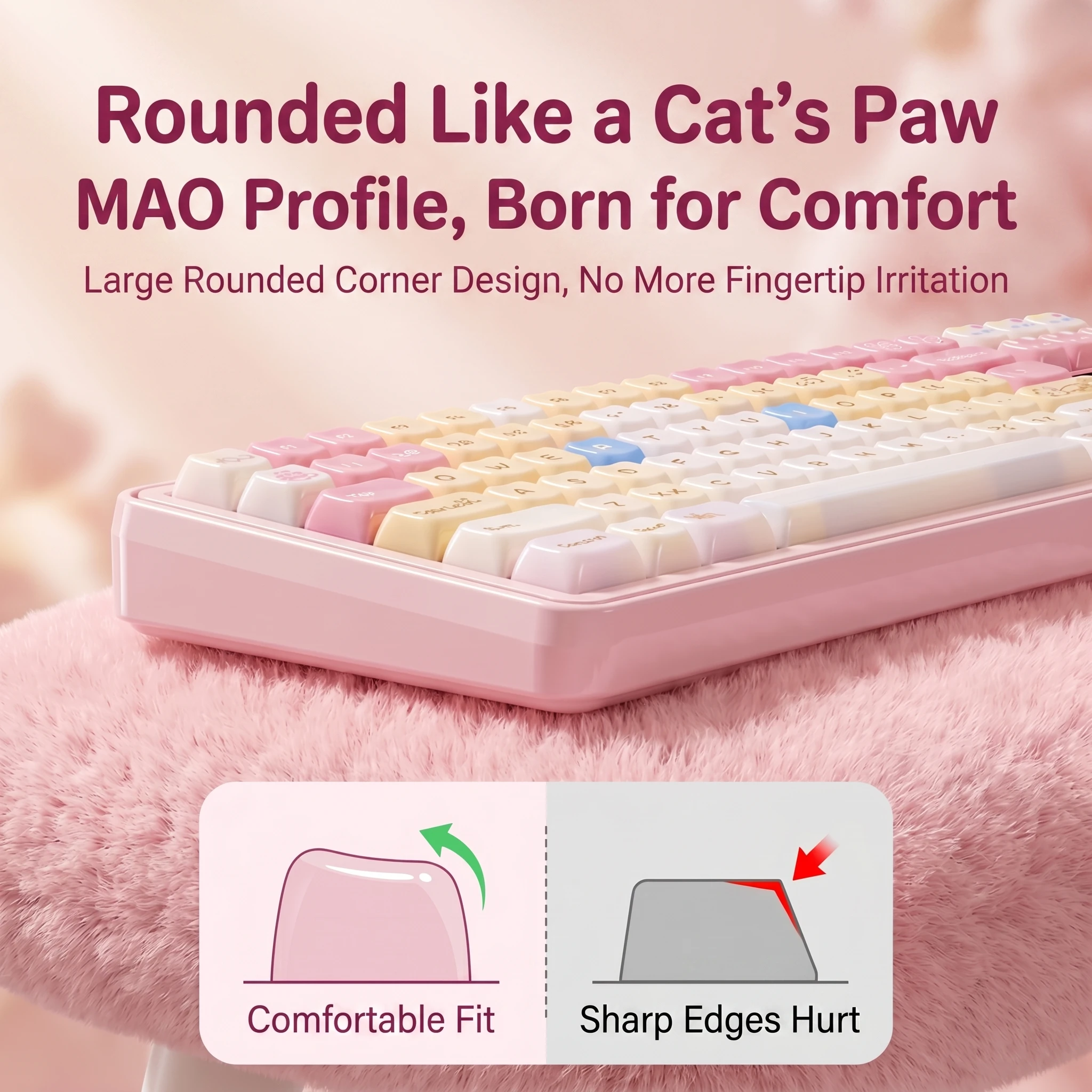 148 Keys MOA Cute PBT Keycaps, Glossy PC Transparent Design, Aesthetic Cute Style for Girls Mechanical Keyboards view 5