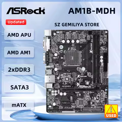 ASROCK AM1B-MDH Motherboard Socket AM1 DDR3 32GB support AD530 AD5150 SD2650 SD3850 AD550 cpu 1 PCIe 2.0 x16 USB 3.1