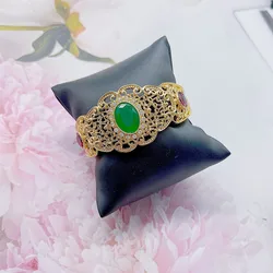Flower Cuff Bracelet for Morocco Ethnic Women Arabic Wedding Jewelry Bride Gift Handmade Clothing Accessories