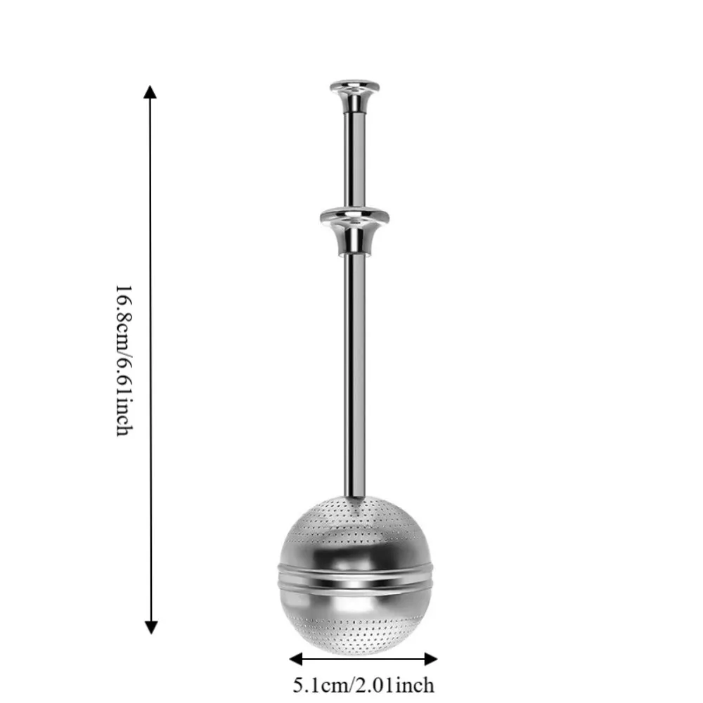 2PCS 304 Stainless Steel Long Handle Tea Strainer Ball Press Type Loose Leaf Tea Infuser Rust-proof Fine Mesh