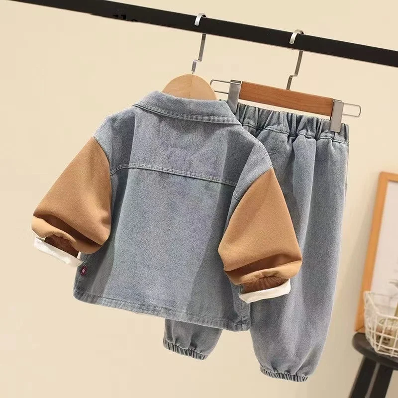 Autumn Spring Children Clothes Set Baby Set Boys Denim Jacket +pants 2 Pcs Set Kids Jeans Suit for Children Full Kids Outfits