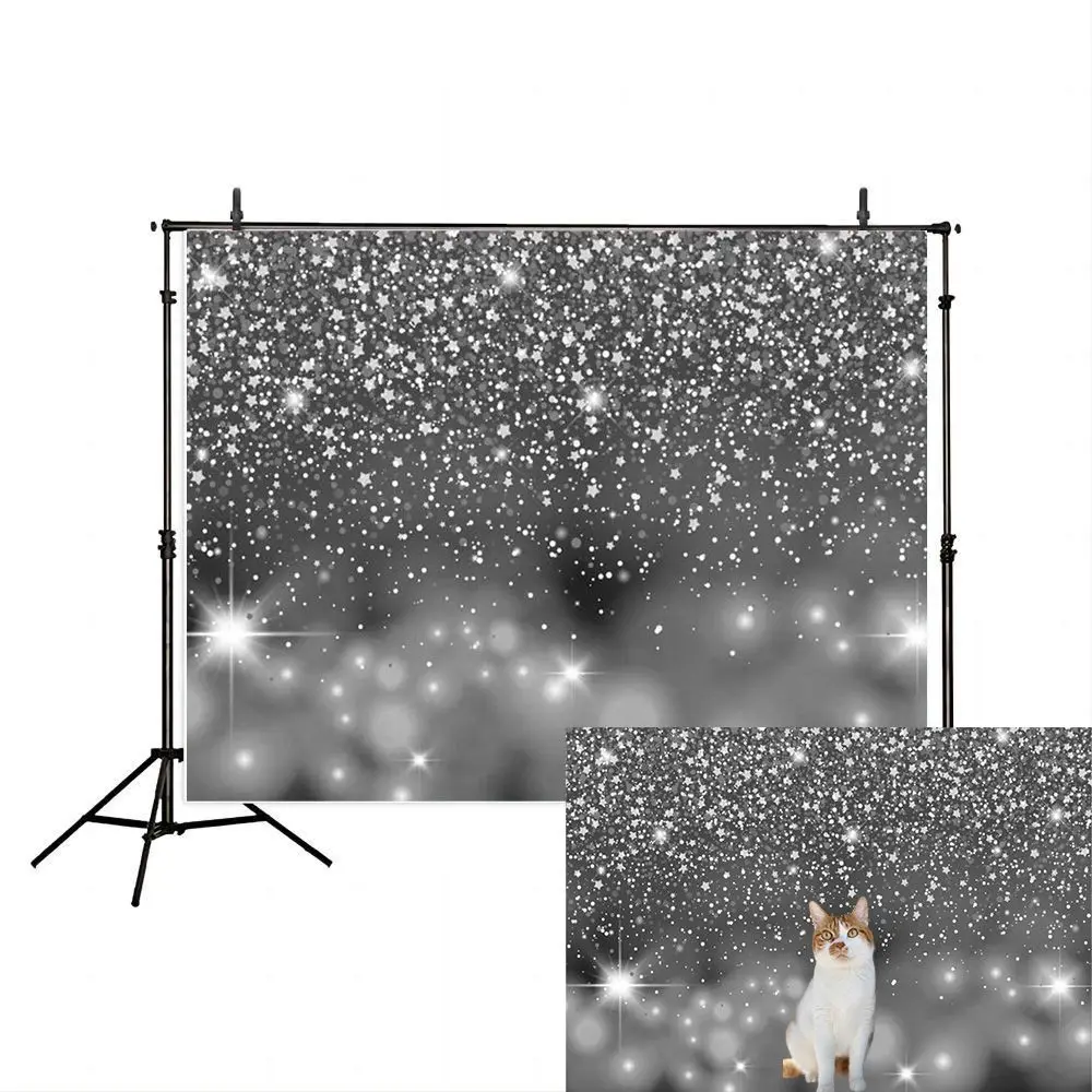 Diamond Silver Glitter Backdrop White Gray Grey Sequins Bokeh Photography Background Wallpaper Decoration Birthday Wedding Props