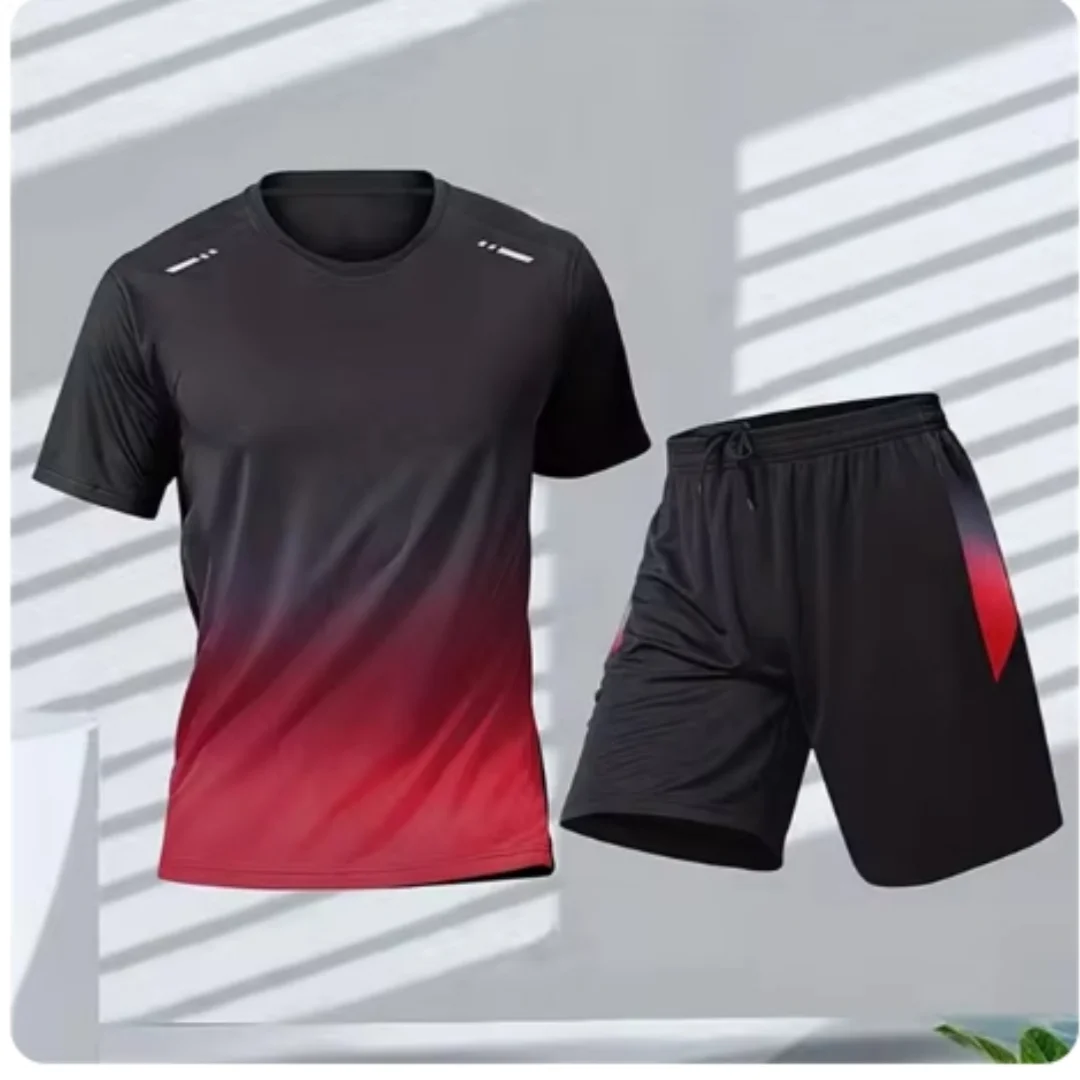 Men Gradient suit Breathable Comfortable Tennis Sport Casual Outdoor Sport Wear Women\'s Badminton T-shirt Loose Running Clothing