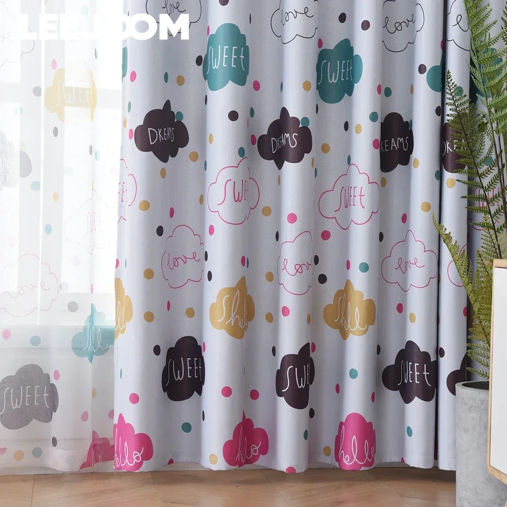 LEEJOOM Cartoon Print Kids Children Room Curtain Blackout Shading Blind Window Drapes Tulle Sheer for Home Decor 1PC