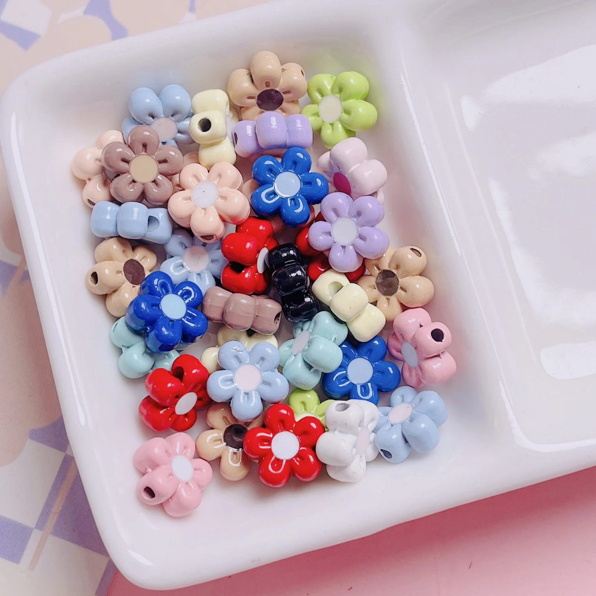 

New Arrival Cute Flower Shape Oil Drop Metal Alloy Spacer Beads Fit Bracelet Necklace Earring Ornament Accessories 10mm 50pcs