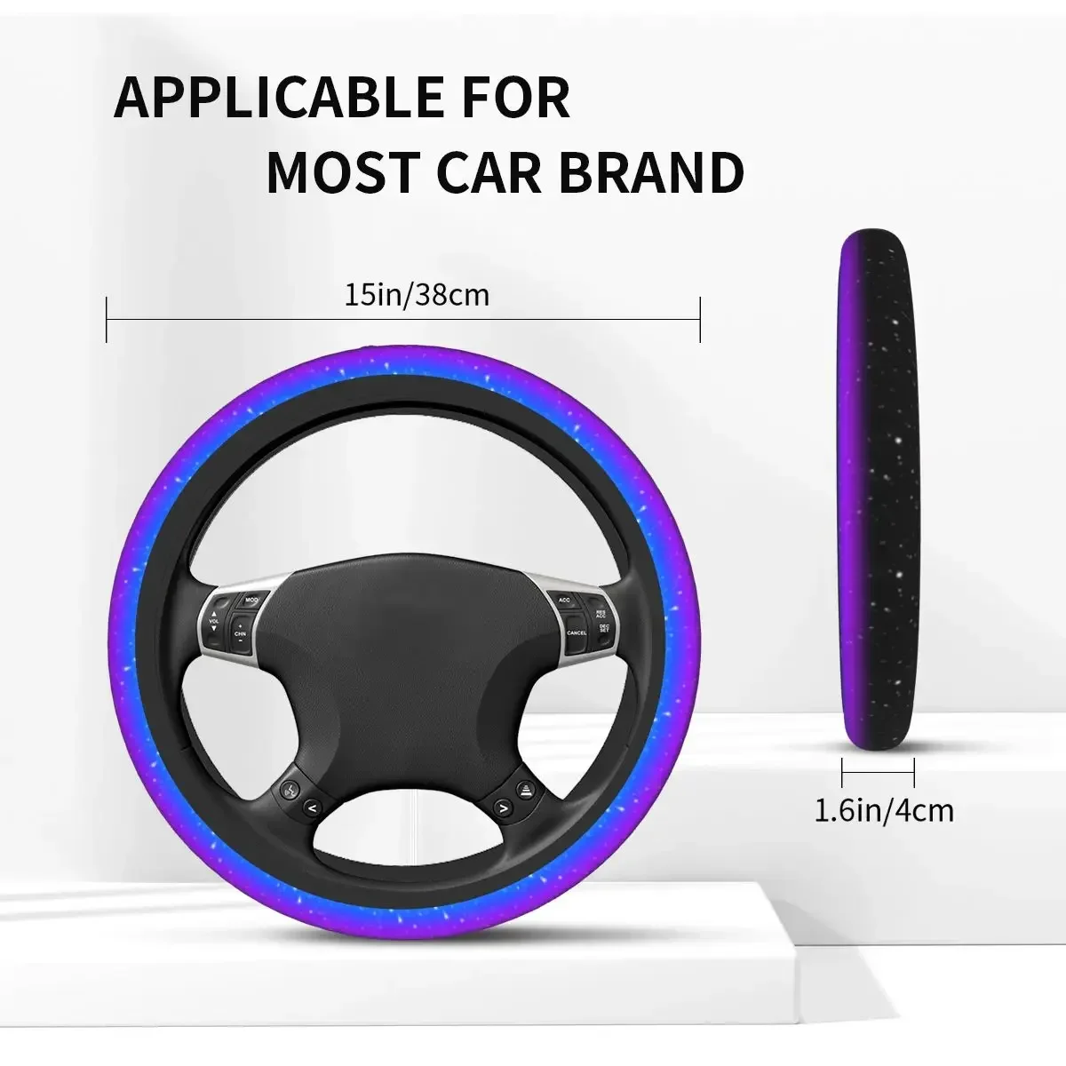 Rainbow Sparkle Car Steering Wheel Cover Non-slip Auto Steering Wheel Protector Colorful Auto Decor Steering-Wheel Accessories