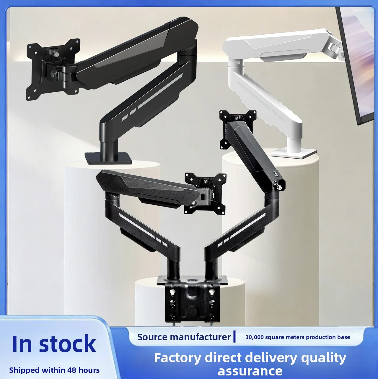 Dual Monitor Gas Spring Desk Mount Arm To Inch Screens Adjustable Single Stand Kg Load Per Screen Mm Height Travel Tilt Swivel