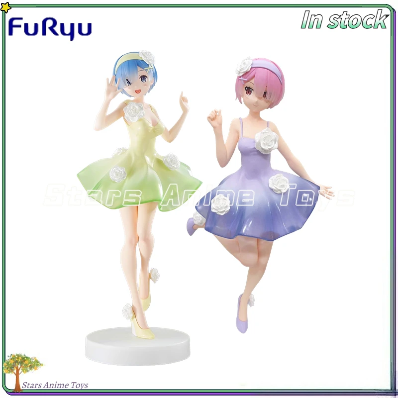 Figur FuRyu Trio-Try-iT Re0 REM/RAM Rok Bunga Hadiah Figur Anime Mainan Model Koleksi
