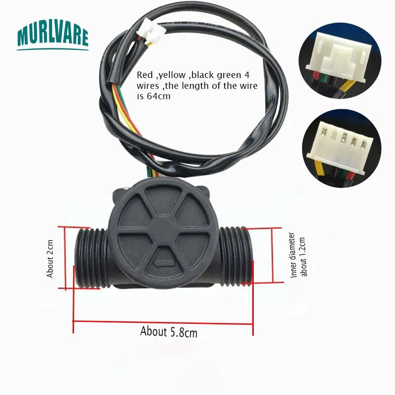 Universele Ketels Boiler Flow Switch Hal Waterstroom Meter Twee Threads 4-Draden Platte Plug Water Flow Sensor