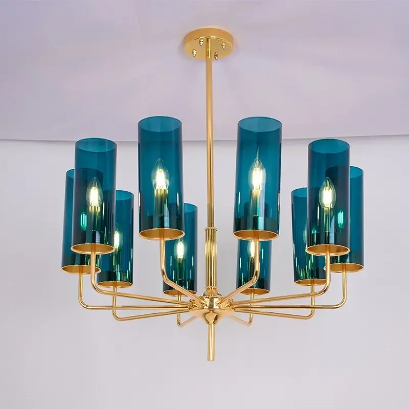 

Luxury Modern Glass Chandelier Lighting 6-15 Heads Blue/Cognac Nordic Hang Lamp Living Dining Room Bedroom Indoor Light Fixture