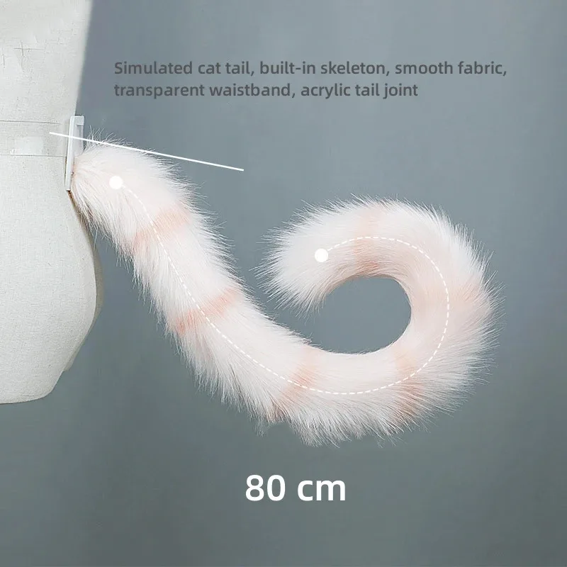 

Tiger Spotted Cat Ears Furry Tail Lolita Handmade Simulation Beast Ears Hair Hoops Tail Accessories for Halloween and Christmas