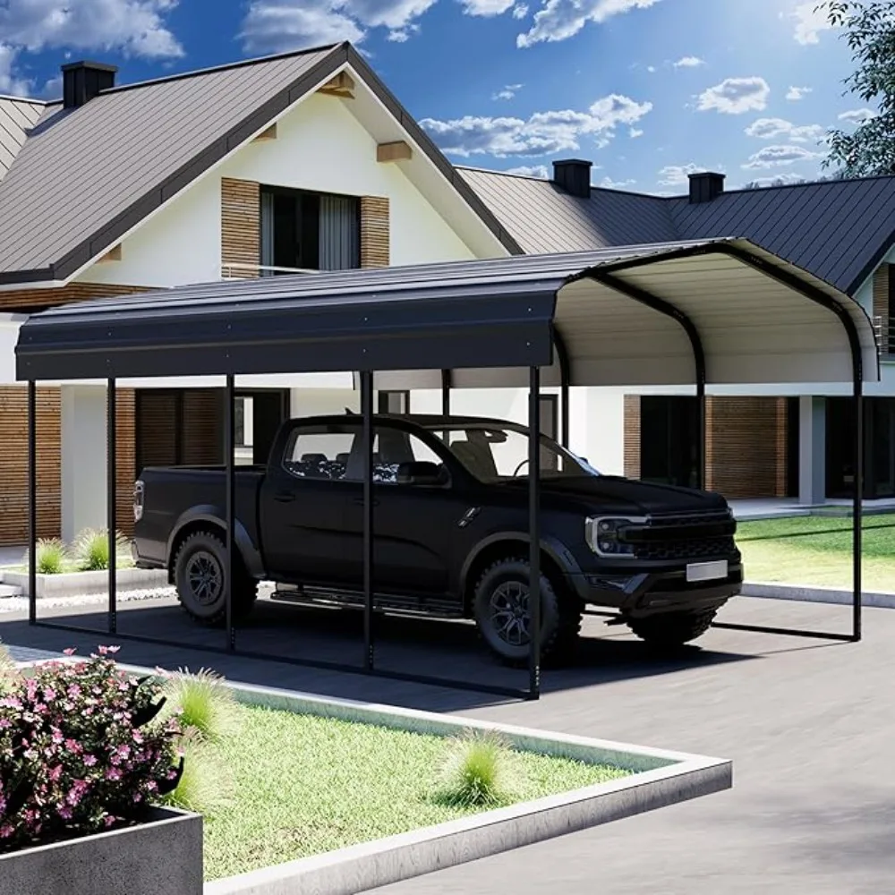 12 x 20 foot heavy-duty carport kit, galvanized steel roof and frame metal garage carport, cars, boats, and trucks