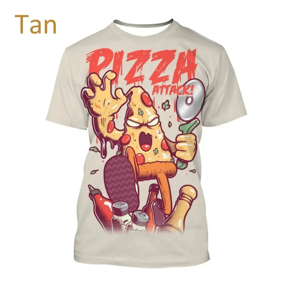 Men's and Women's T-shirt with Round Neck, Hot Summer, Chips, Burger, Fast Food, Fun 3D Printing, Leisure Fashion, 2024