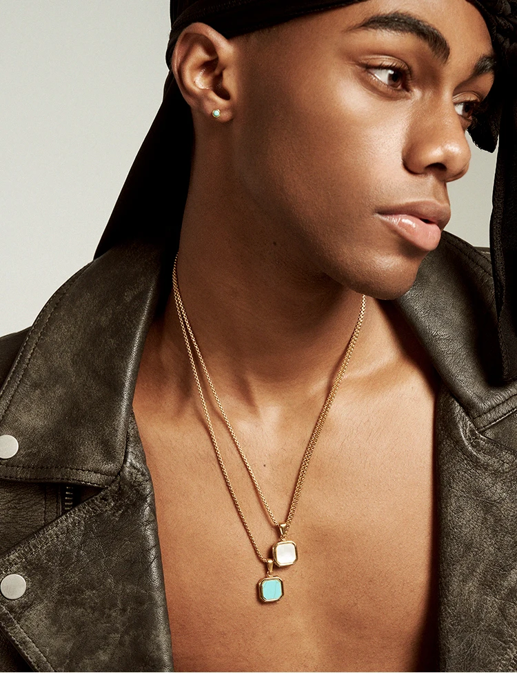 

Square Natural Stone Necklaces Waterproof Multiple Colors Geometric Pendant Trendy for Men Women Hip Hop Party Jewelry Gifts