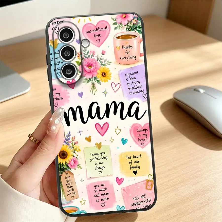 Cartoon Memo Letter Mom Phone Cover Case for Samsung Galaxy A57 A25 A16 A05 A52 A36 A73 A51 A06 A37 A15 A53 A17 A23 A55 A13 A41
