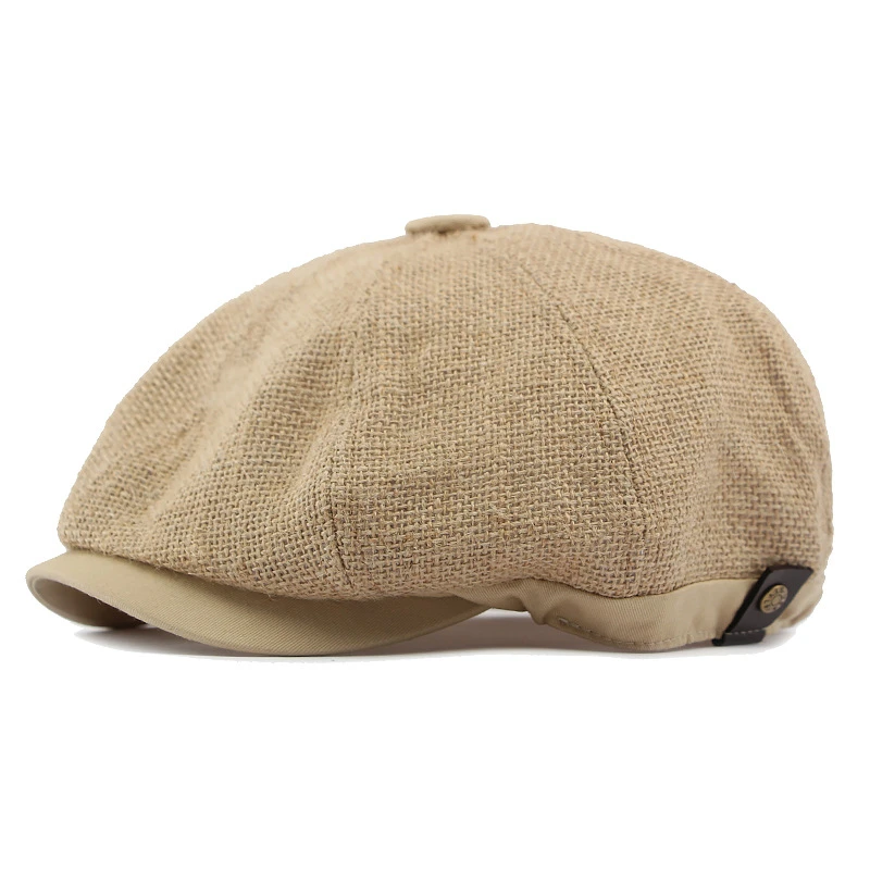 Natural Jute Linen Berets Hats for Men Summer Breathable Newsboy Caps Boina Hombre Gatsby Hat Women Gorras Para Mujer Flat Cap