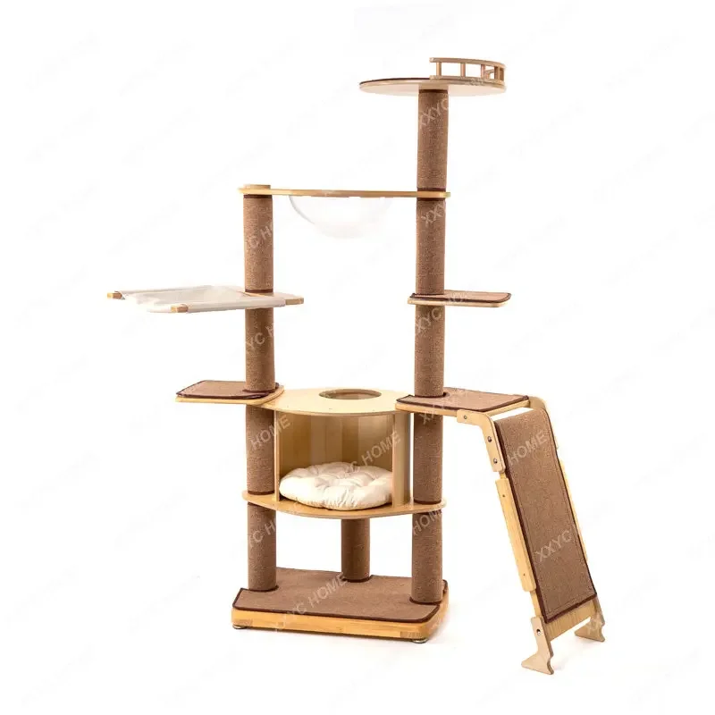 

Solid Wood Large Climbing Frame Hammock Space Bowl Villa Toy Climber Column кошачий туалет gimnasio para gato