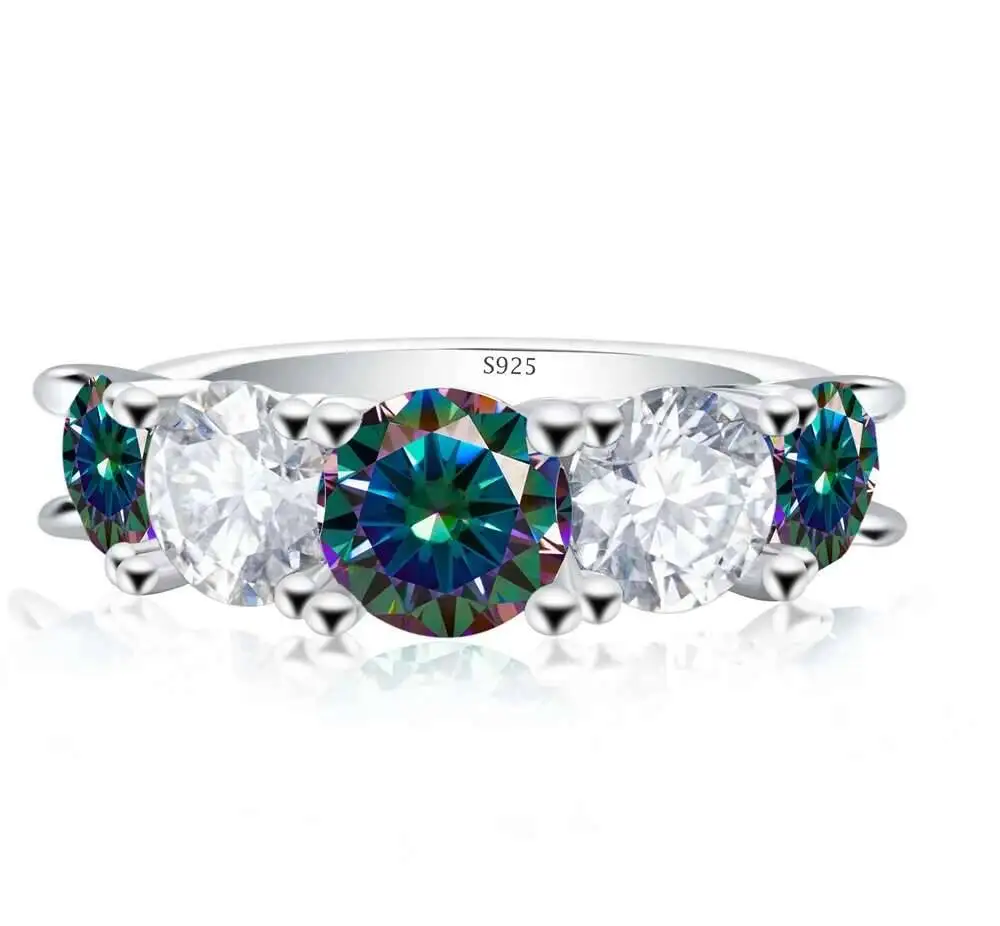 100% 3,6 Sterling Silber Karat volle Moissan ite Ringe für Frauen 18 Karat Weißgold Farbe Verlobung Hochzeit edlen Schmuck – Detail 11