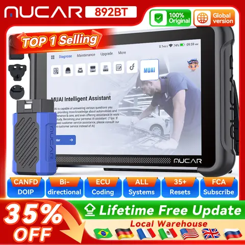 MUCAR 892BT Bi-directional ECU Coding Life Free Professional Car Diagnostic Tool CANFD DOIP 35 Resets Full Systems Obd2 Scanner