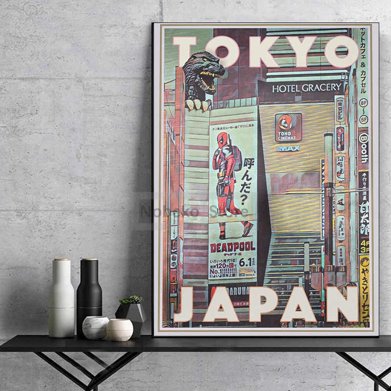 Vintage Japan Travel Poster Tokyo Kyoto Osaka Miyajima Prints Canvas Painting Wall Art Pictures Home Room Vintage Japanese Decor