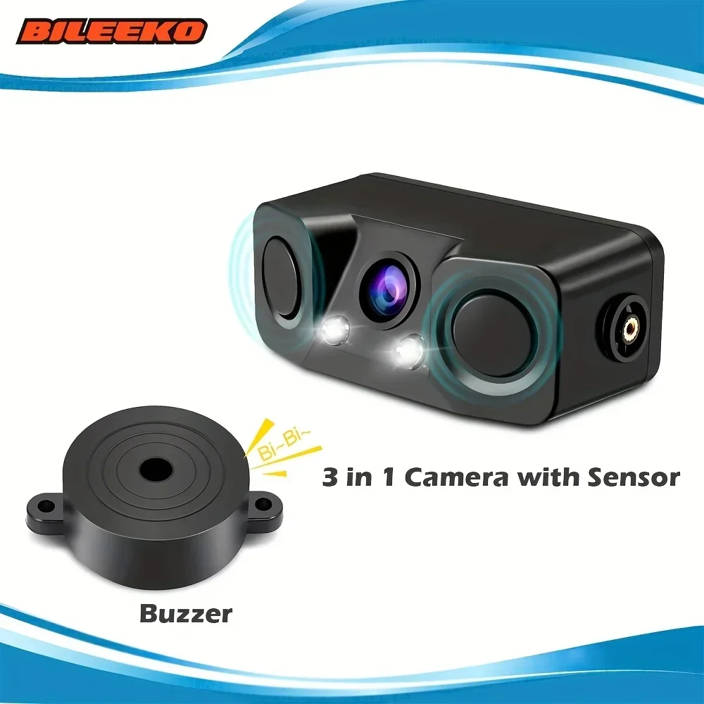 Bileeko 3-in-1 Car Rearview Backup Camera - Reversing Parking Radar Sensor Buzzer Alarm