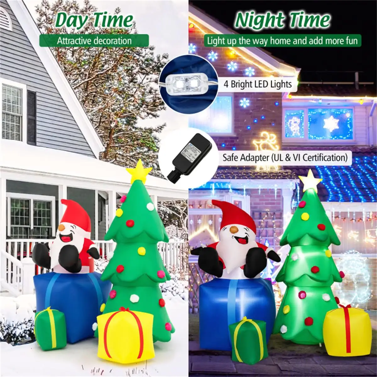 

7ft Santa Claus & Christmas Tree Decor - Festive Holiday Decoration for Home, Parties & Events