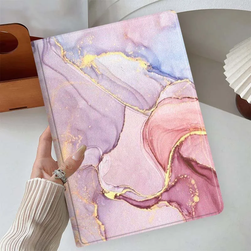 Purple Gold Ink Pattern For Samsung Galaxy Tab S11 S10 S9 S8 S7 S6 A11 A9 A8 A7 Lite FE Plus Tablet Case Soft