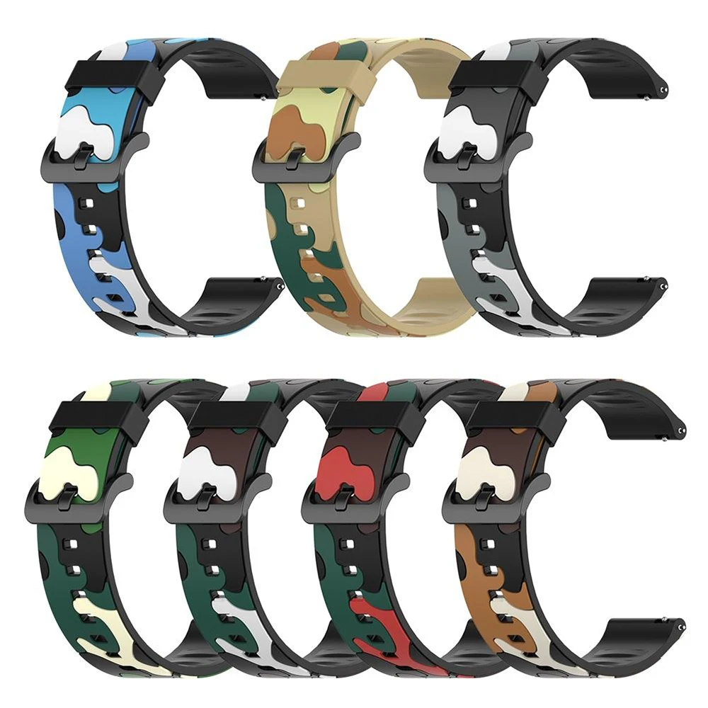 20mm 22mm Camouflage Band For Huawei Watch GT3 GT2 42mm 46mm Honor Magic Silicone Bracelet Strap for Xiaomi Watch Color Sport