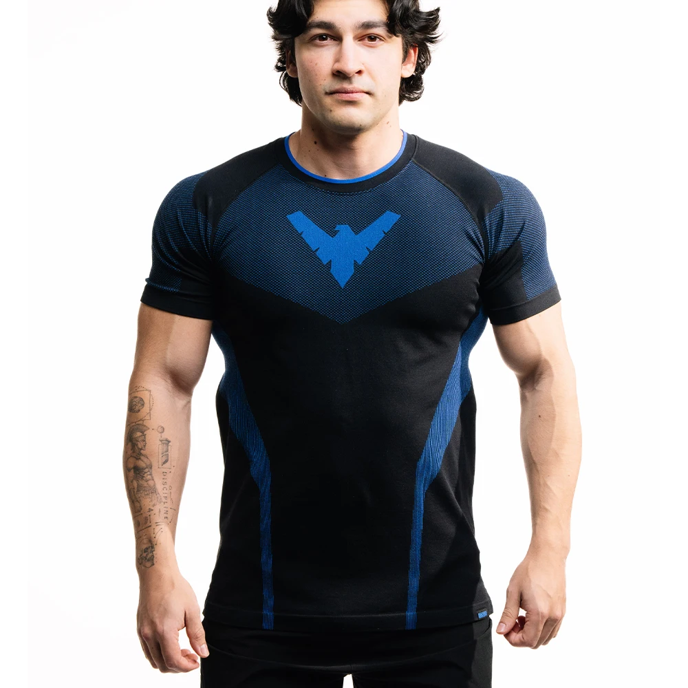 Camiseta de Manga Corta para Hombre, Estilo Deportivo, Transpirable, de Secado Rápido, para Entrenamiento, Running, con Diseño de Superhéroe NIGHTWING, Talla Grande, Nueva Colección de Verano
