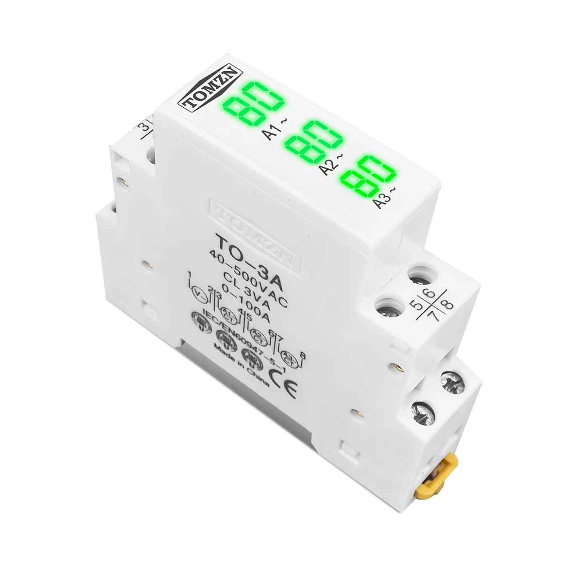 Din Rail 18mm apmere Meter AC 100A 220V 380V Three Phase Modular ammeterIndicator LED Digital Display Detector witch CT