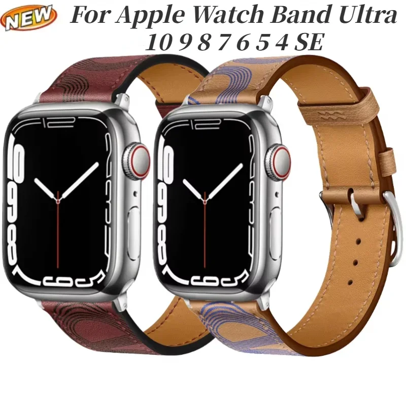 Leather Strap For Apple Watch Band Ultra 2 10 46mm 42mm 9 8 7 45mm 41mm Comfortable Wristband For iWatch 6 5 4 SE 44mm 40mm Belt